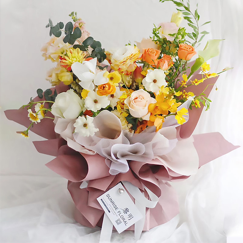 MYHC-01 Papel Ouya de dupla face e duas cores Papel de embrulho de flores com filme perolado