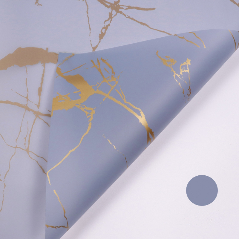 Papel de embrulho de flores de plástico com padrão de mármore dourado MYHC-13