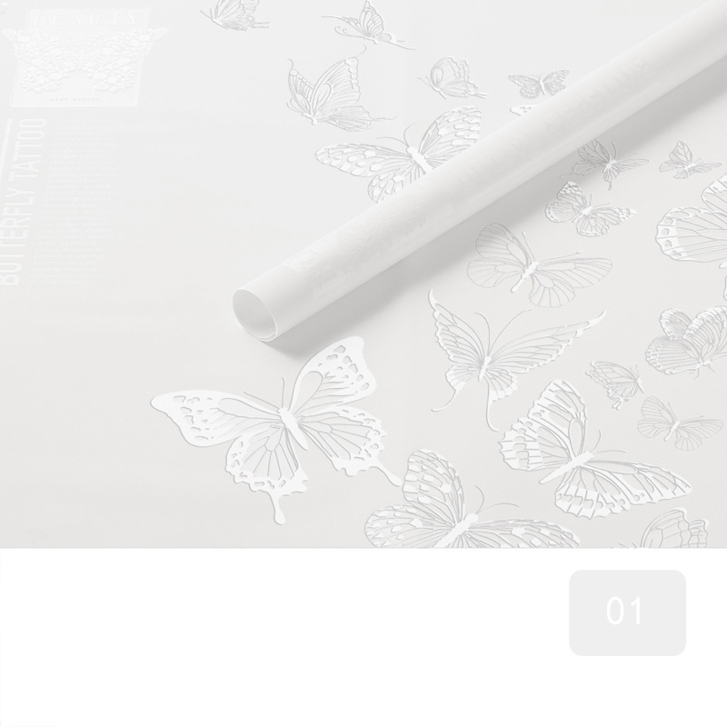 Papel de embrulho de flores fosco opaco com padrão de borboleta MYHC-14