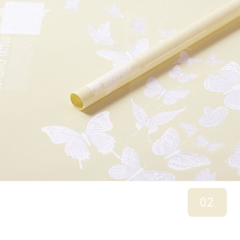 Papel de embrulho de flores fosco opaco com padrão de borboleta MYHC-14