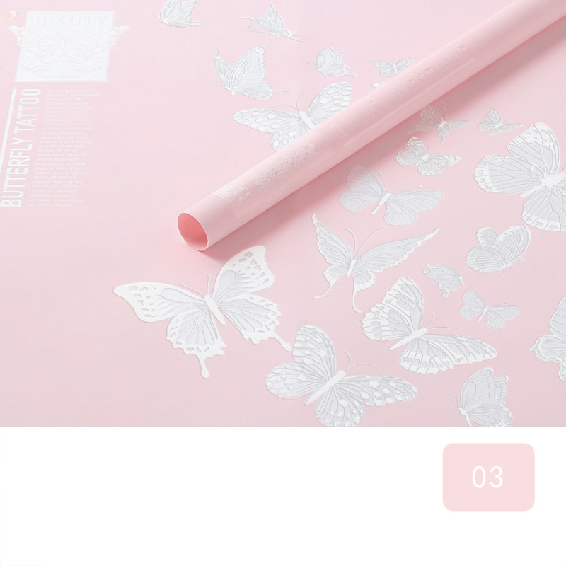Papel de embrulho de flores fosco opaco com padrão de borboleta MYHC-14