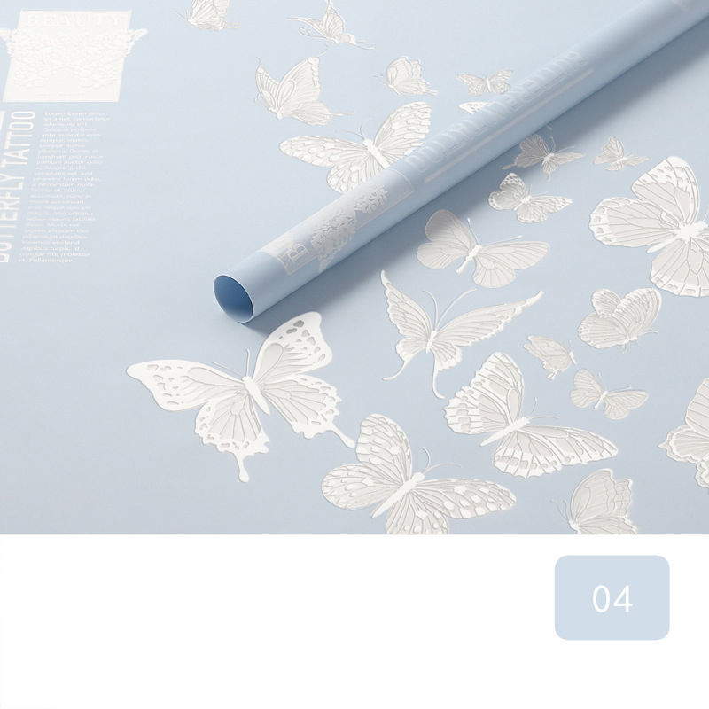 Papel de embrulho de flores fosco opaco com padrão de borboleta MYHC-14
