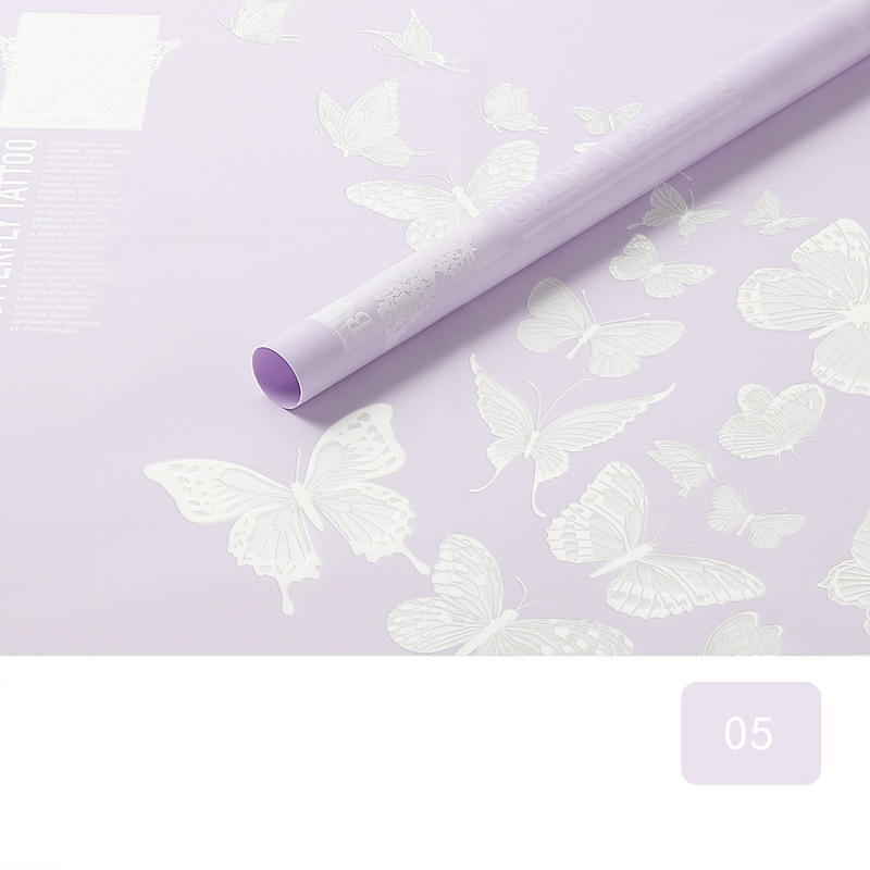 Papel de embrulho de flores fosco opaco com padrão de borboleta MYHC-14