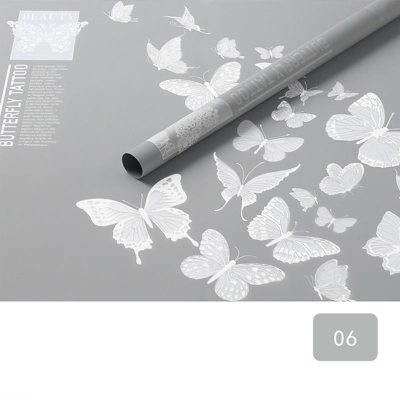 Papel de embrulho de flores fosco opaco com padrão de borboleta MYHC-14