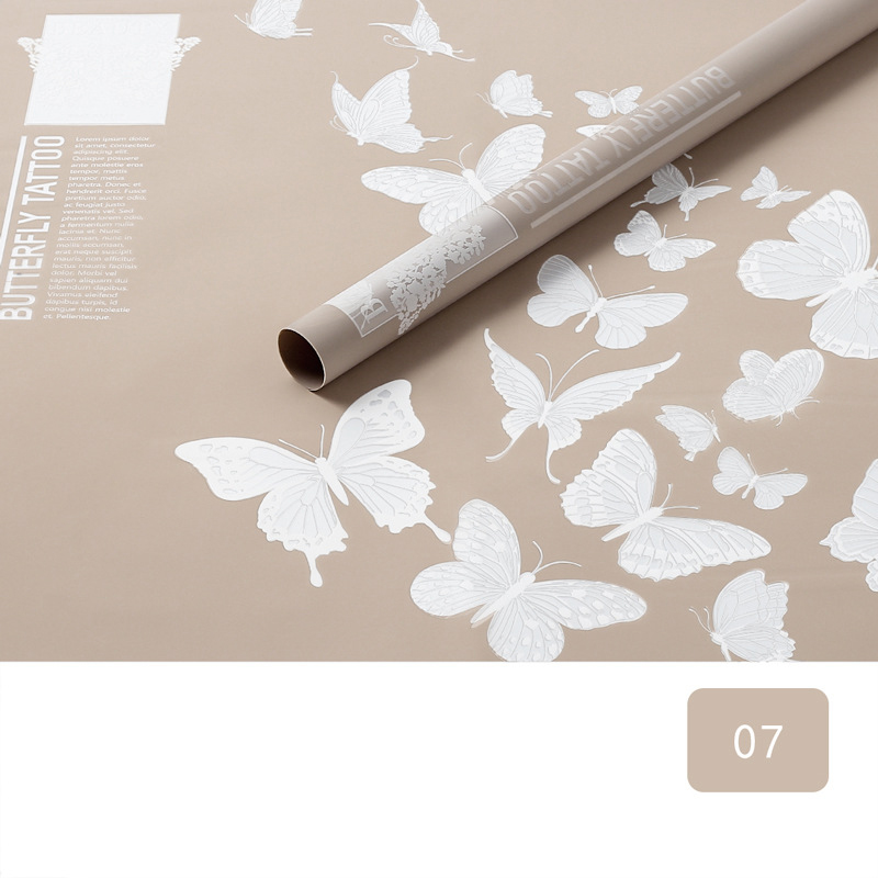 Papel de embrulho de flores fosco opaco com padrão de borboleta MYHC-14