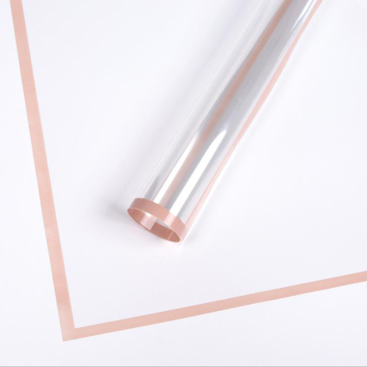 Papel de envolvimento plástico da flor da borda monocromática transparente MYHC-15