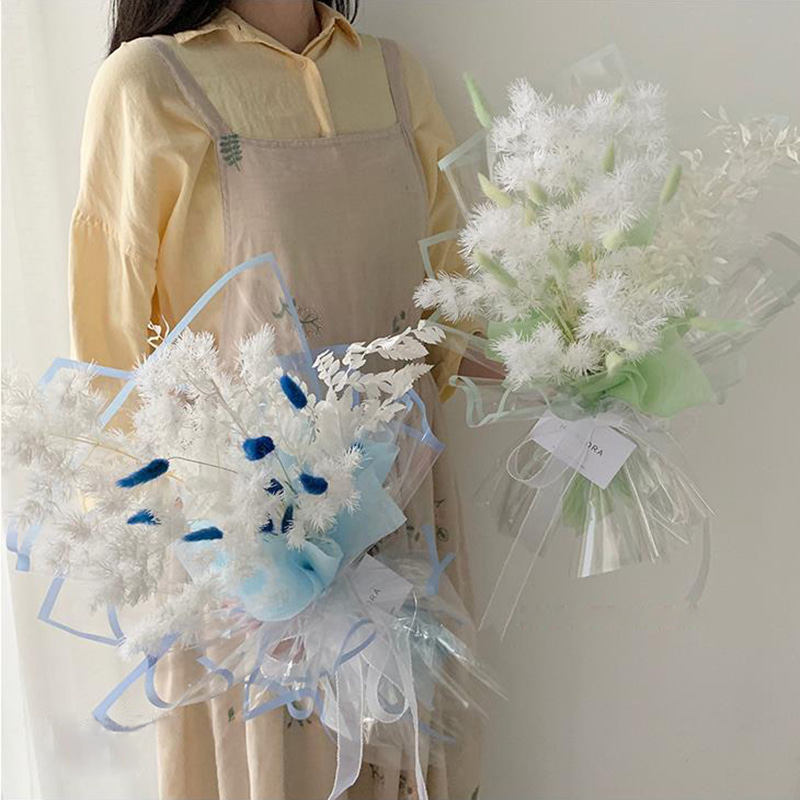 Papel de envolvimento plástico da flor da borda monocromática transparente MYHC-15