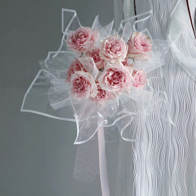 Papel de envolvimento plástico da flor da borda monocromática transparente MYHC-15