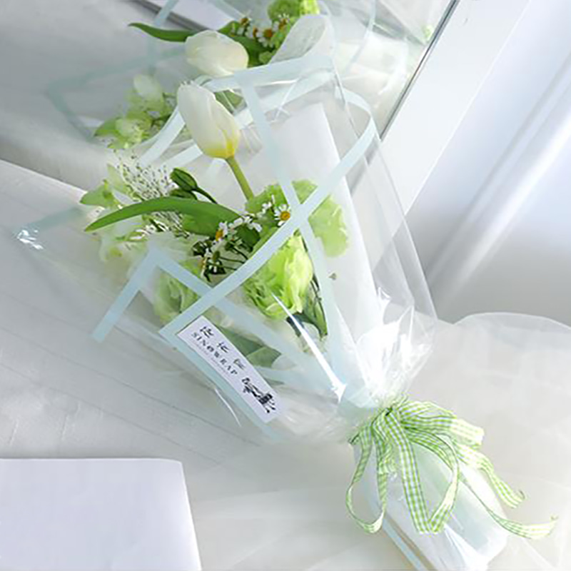 Papel de envolvimento plástico da flor da borda monocromática transparente MYHC-15