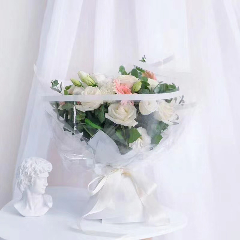 Papel de embrulho de flores de plástico OPP com borda transparente MYHC-16