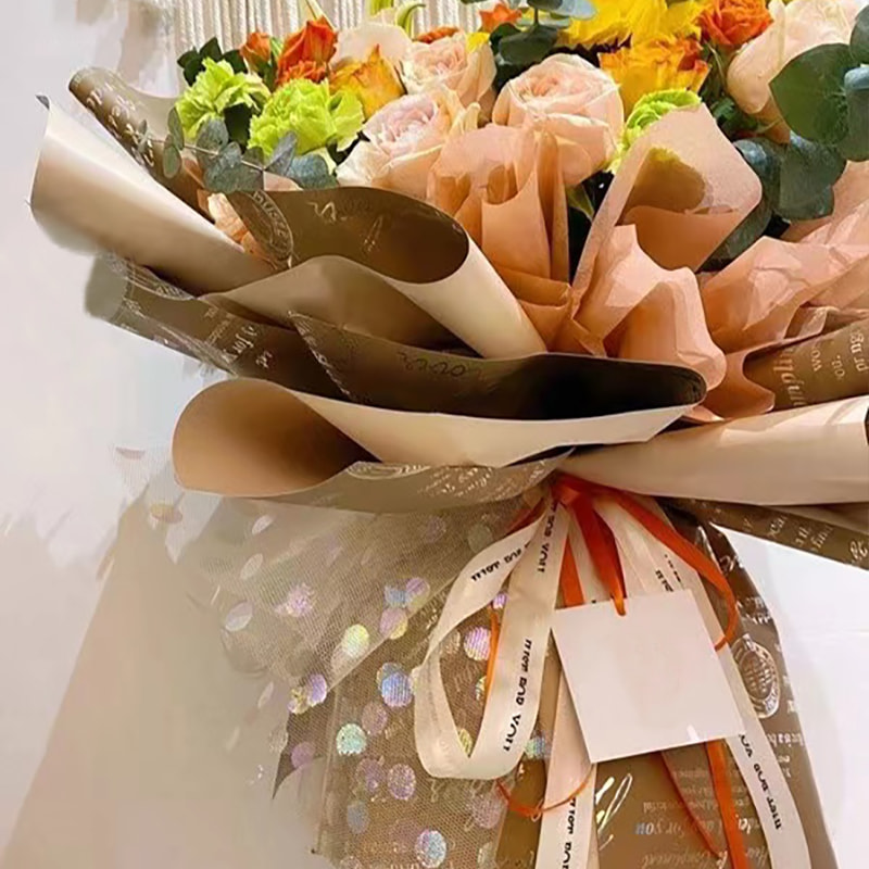 MYHC-19 Filme de embalagem de flores de couro bovino banhado a alumínio com padrão unilateral