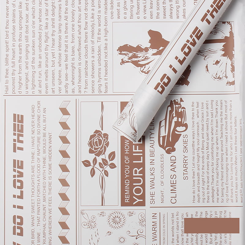 MYHC-21 Papel de embrulho de flores de couro estilo jornal retrô