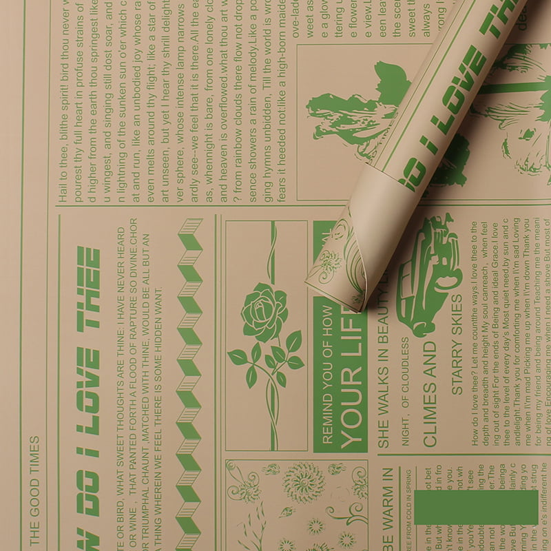 MYHC-21 Papel de embrulho de flores de couro estilo jornal retrô
