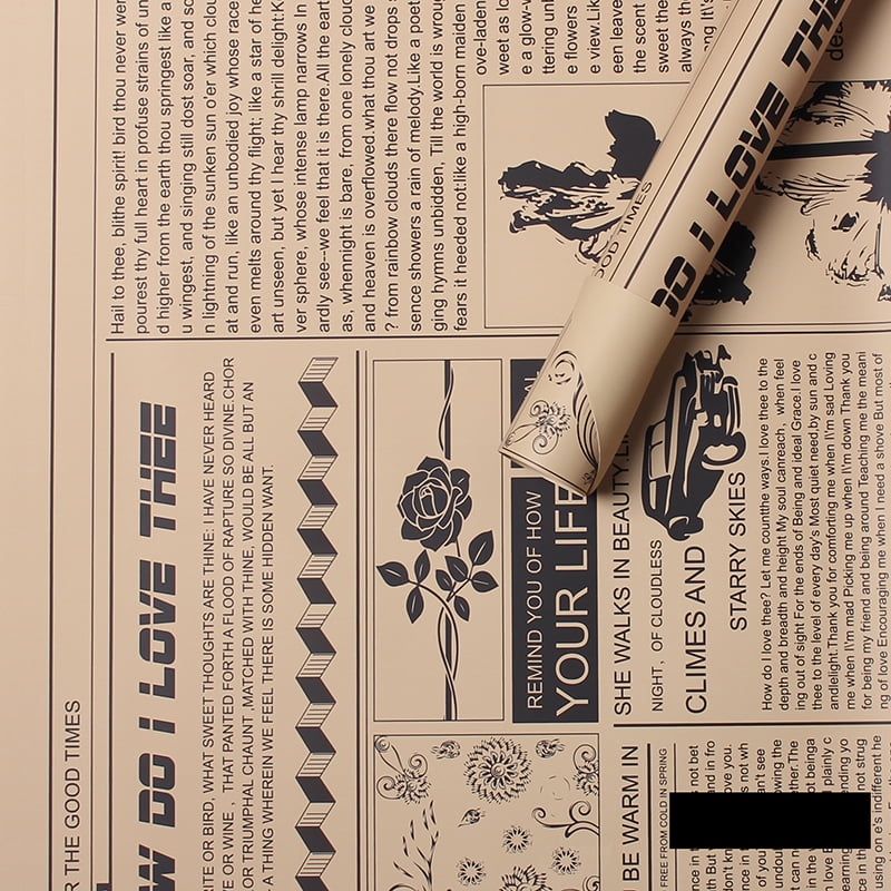 MYHC-21 Papel de embrulho de flores de couro estilo jornal retrô