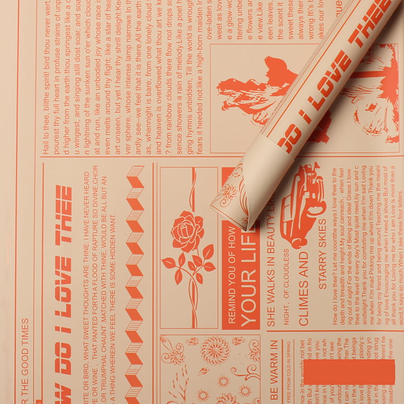 MYHC-21 Papel de embrulho de flores de couro estilo jornal retrô