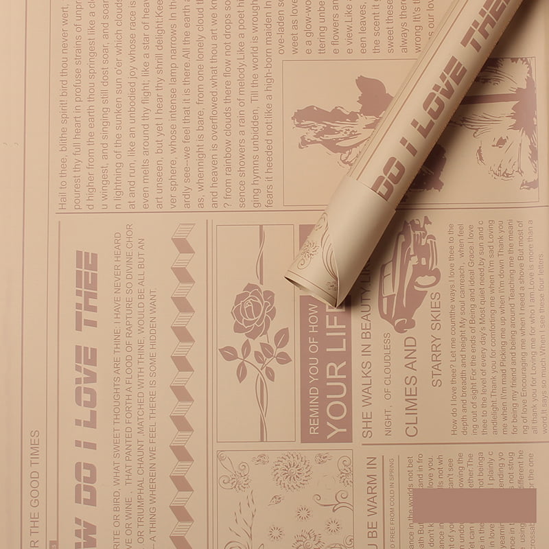 MYHC-21 Papel de embrulho de flores de couro estilo jornal retrô