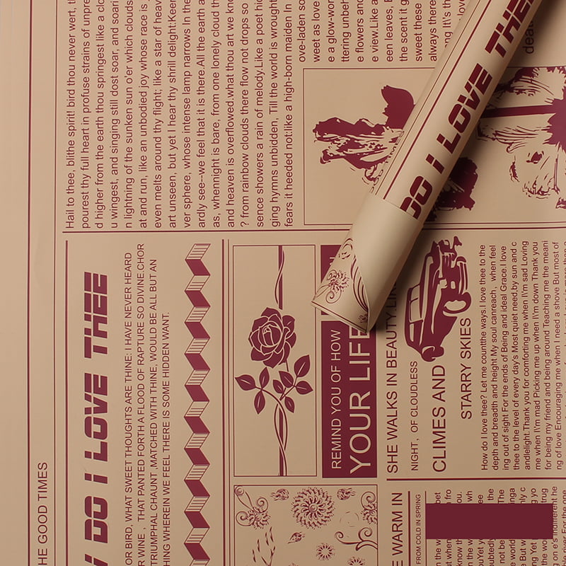 MYHC-21 Papel de embrulho de flores de couro estilo jornal retrô