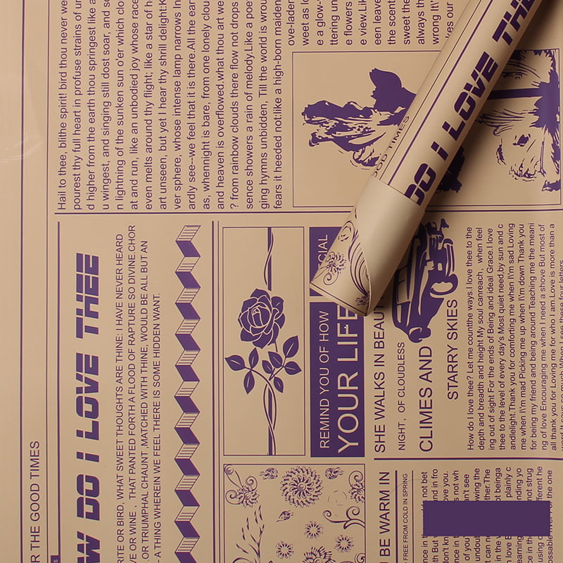 MYHC-21 Papel de embrulho de flores de couro estilo jornal retrô