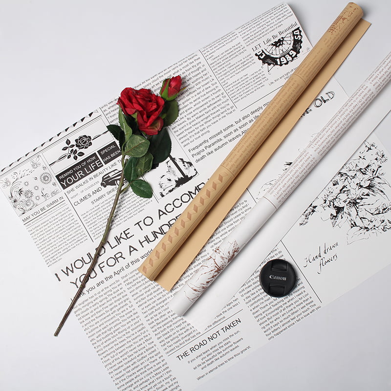 MYHC-21 Papel de embrulho de flores de couro estilo jornal retrô