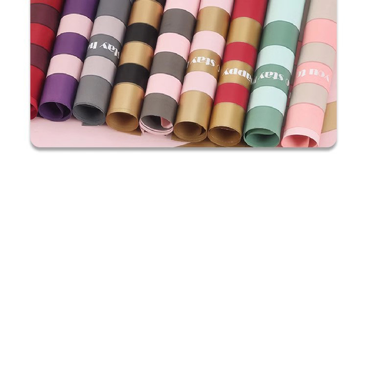 MYHC-22 57×57cm (±2cm) Papel de embrulho de flor de filme perolado horizontal com borda única