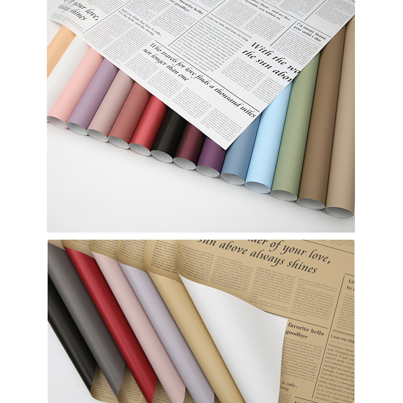 MYHC-23 estilo jornal de face única, filme de embalagem de flores de couro de vaca de dupla face e duas cores