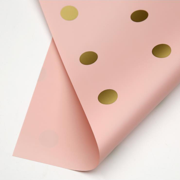 Papel de embrulho de flor de algodão com bolinhas de um lado MYHC-24