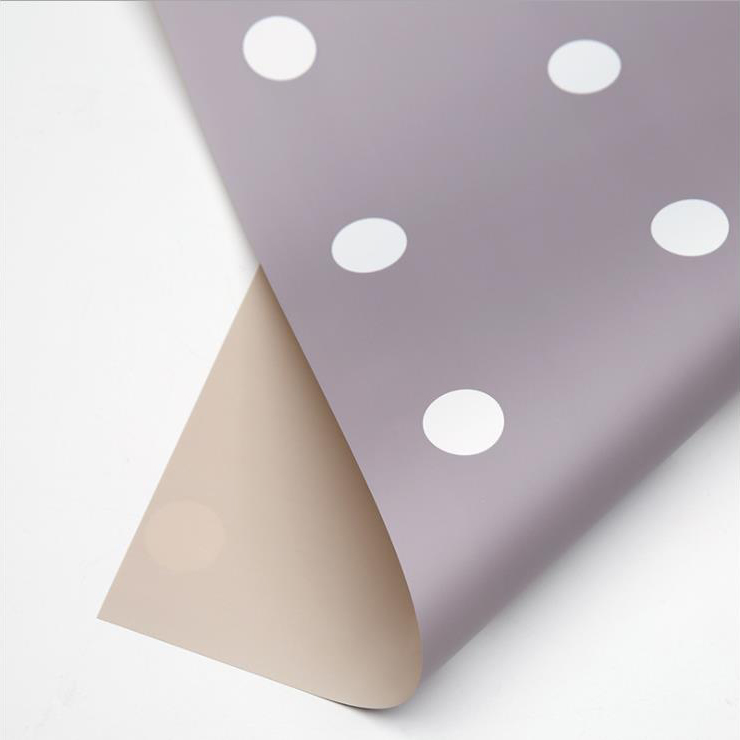 Papel de embrulho de flor de algodão com bolinhas de um lado MYHC-24