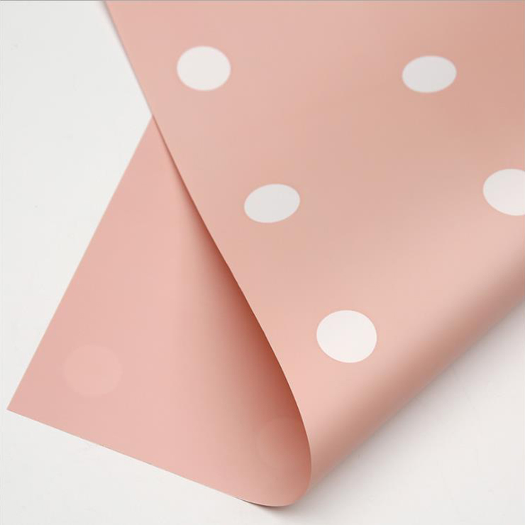 Papel de embrulho de flor de algodão com bolinhas de um lado MYHC-24