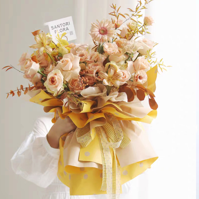 Papel de embrulho de flor de algodão com bolinhas de um lado MYHC-24