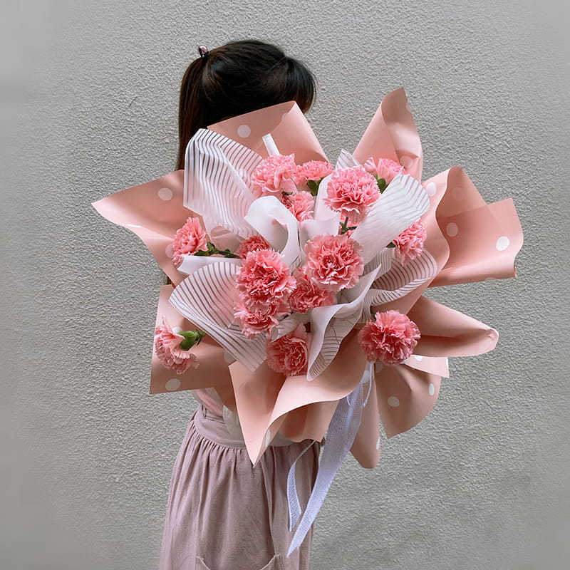 Papel de embrulho de flor de algodão com bolinhas de um lado MYHC-24
