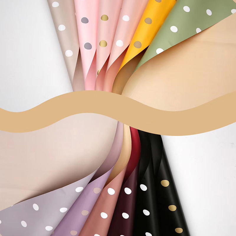 Papel de embrulho de flor de algodão com bolinhas de um lado MYHC-24