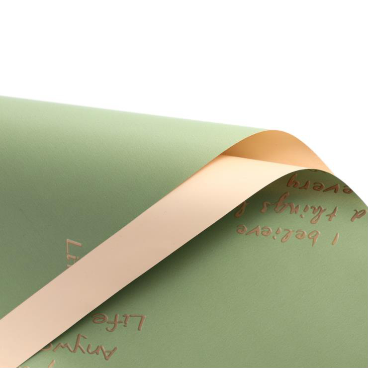 MYHC-26 Papel de embrulho de flor de couro de vaca com costura dourada de face única em inglês