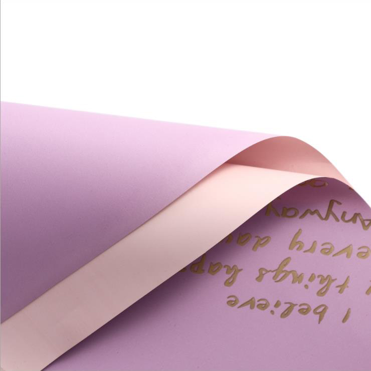MYHC-26 Papel de embrulho de flor de couro de vaca com costura dourada de face única em inglês