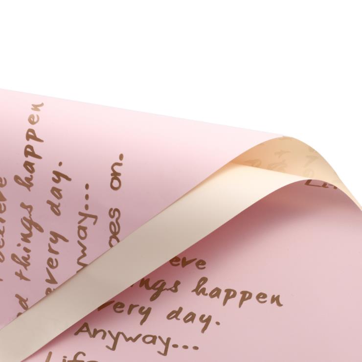 MYHC-26 Papel de embrulho de flor de couro de vaca com costura dourada de face única em inglês