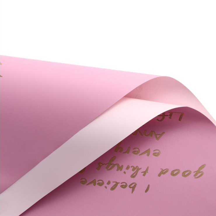 MYHC-26 Papel de embrulho de flor de couro de vaca com costura dourada de face única em inglês
