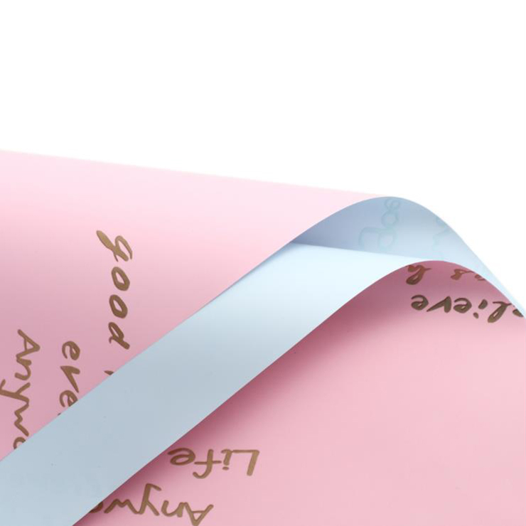 MYHC-26 Papel de embrulho de flor de couro de vaca com costura dourada de face única em inglês