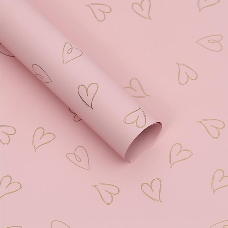 MYHC-28 Papel de embrulho de flores de couro monocromático com desenho de linha em formato de coração