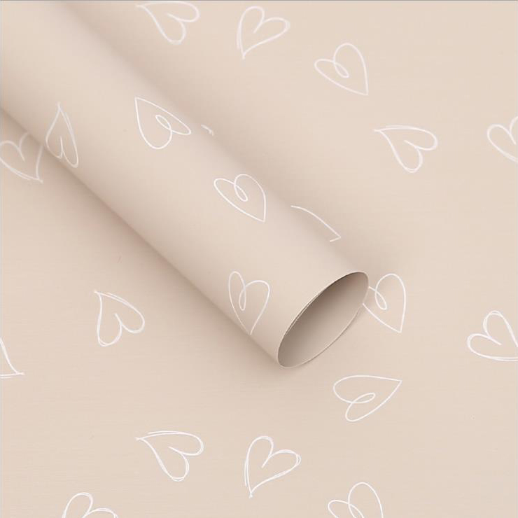 MYHC-28 Papel de embrulho de flores de couro monocromático com desenho de linha em formato de coração