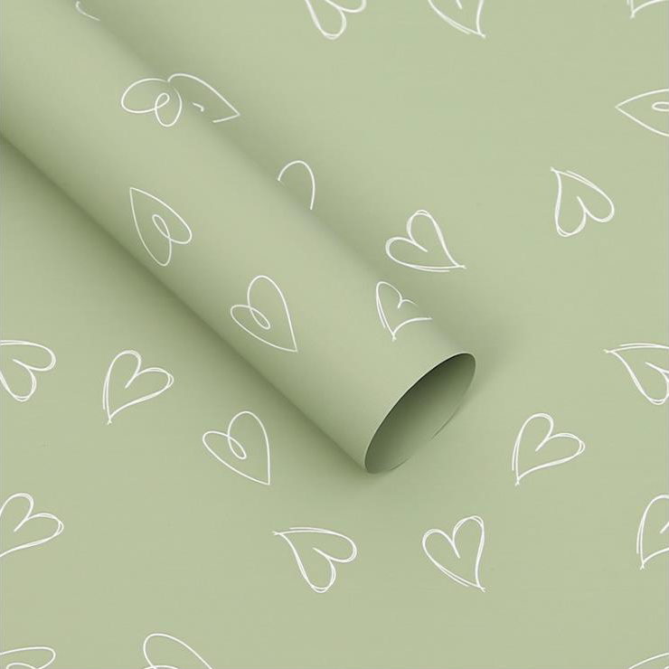 MYHC-28 Papel de embrulho de flores de couro monocromático com desenho de linha em formato de coração