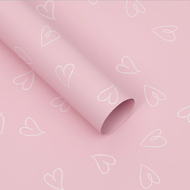 MYHC-28 Papel de embrulho de flores de couro monocromático com desenho de linha em formato de coração