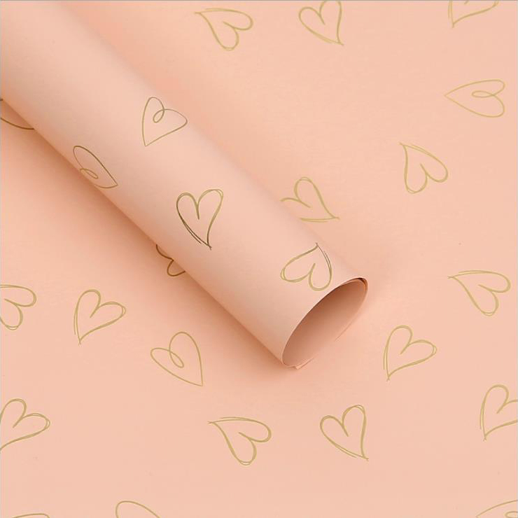 MYHC-28 Papel de embrulho de flores de couro monocromático com desenho de linha em formato de coração