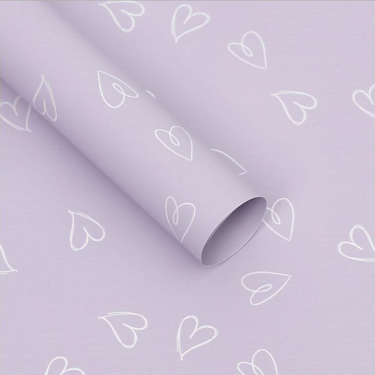 MYHC-28 Papel de embrulho de flores de couro monocromático com desenho de linha em formato de coração