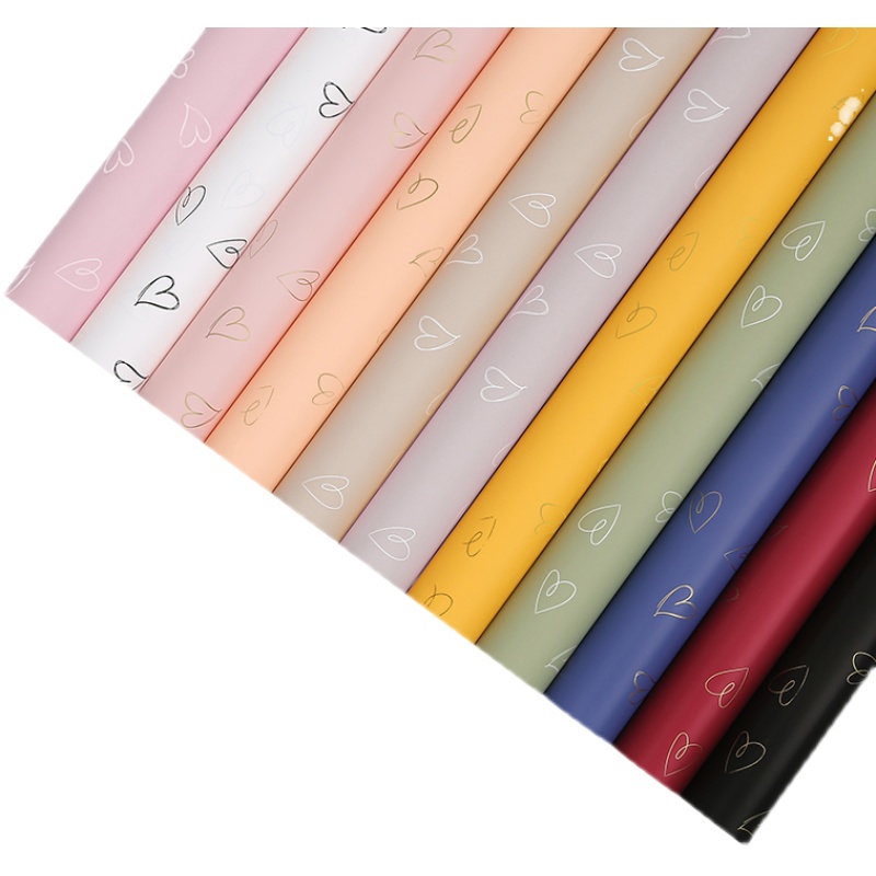 MYHC-28 Papel de embrulho de flores de couro monocromático com desenho de linha em formato de coração