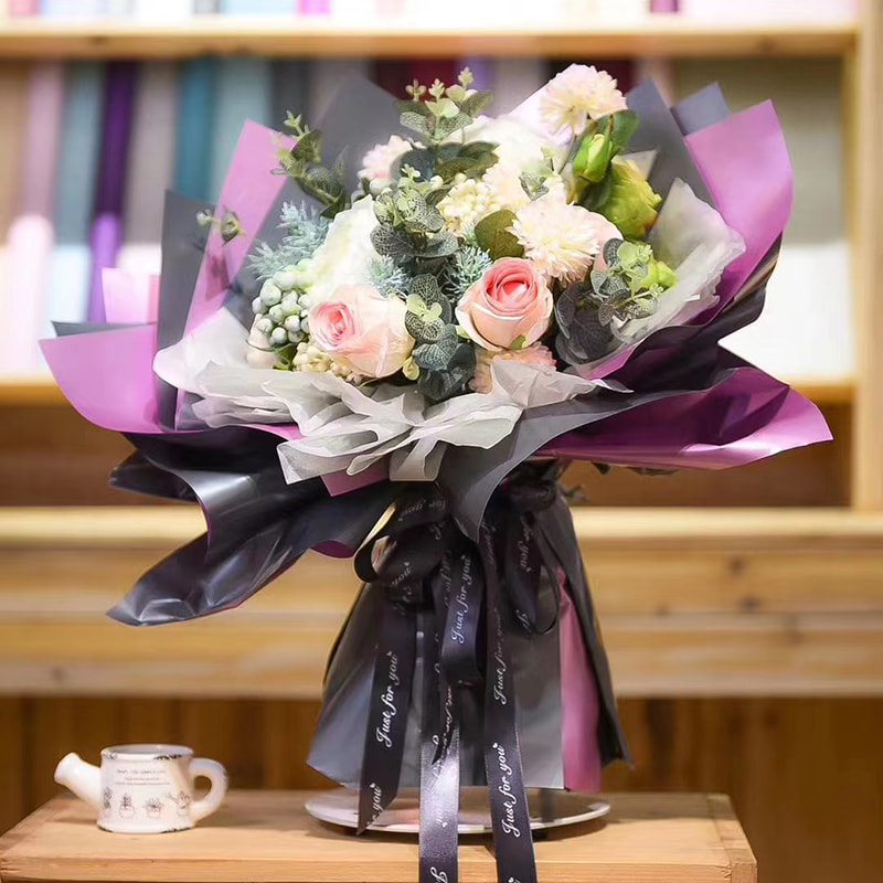 MYHC-32 Papel de embrulho de flores à prova d'água de duas cores e dupla face pérola