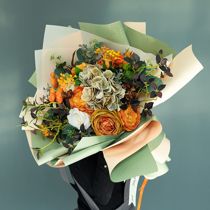 MYHC-34 Filme de embalagem de flores de algodão folheado a alumínio de dupla face e duas cores com decoração de pontos