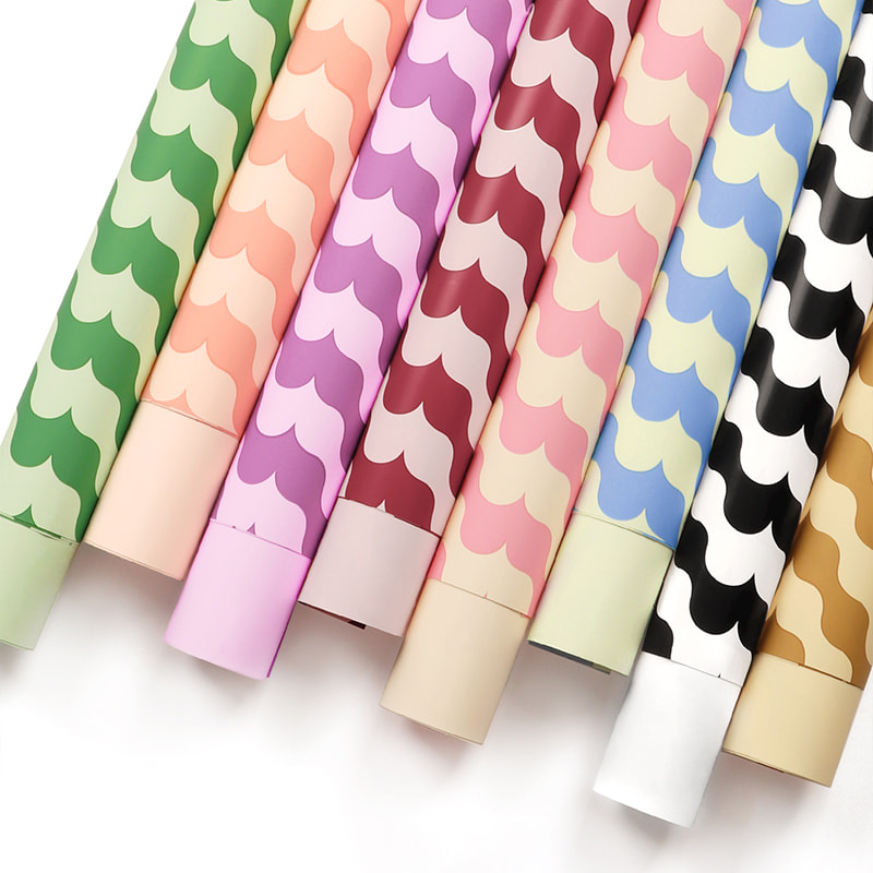 MYHC-35 BOPP papel de embrulho de flores à prova d'água com padrão ondulado
