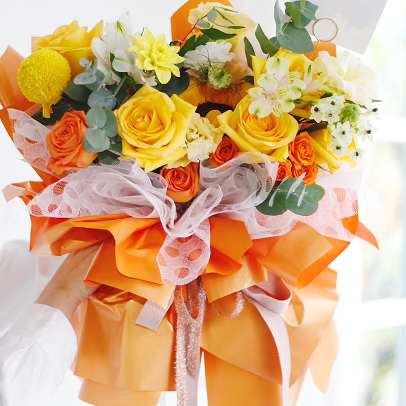 Papel de embrulho BOPP de flores de cor sólida dourada fantasia MYHC-36