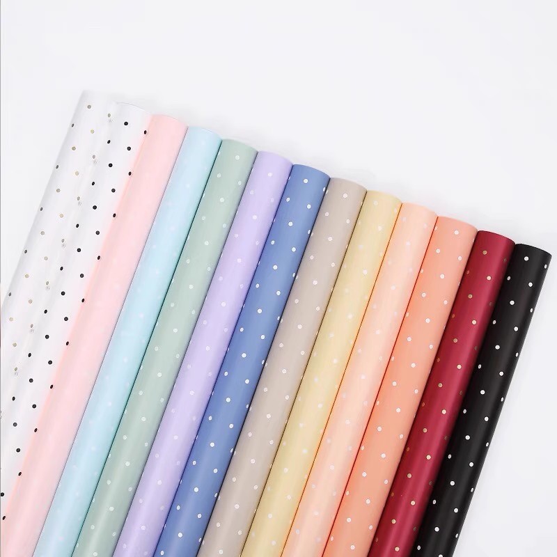 Papel de embrulho de flores de algodão com pontos monocromáticos MYHC-37