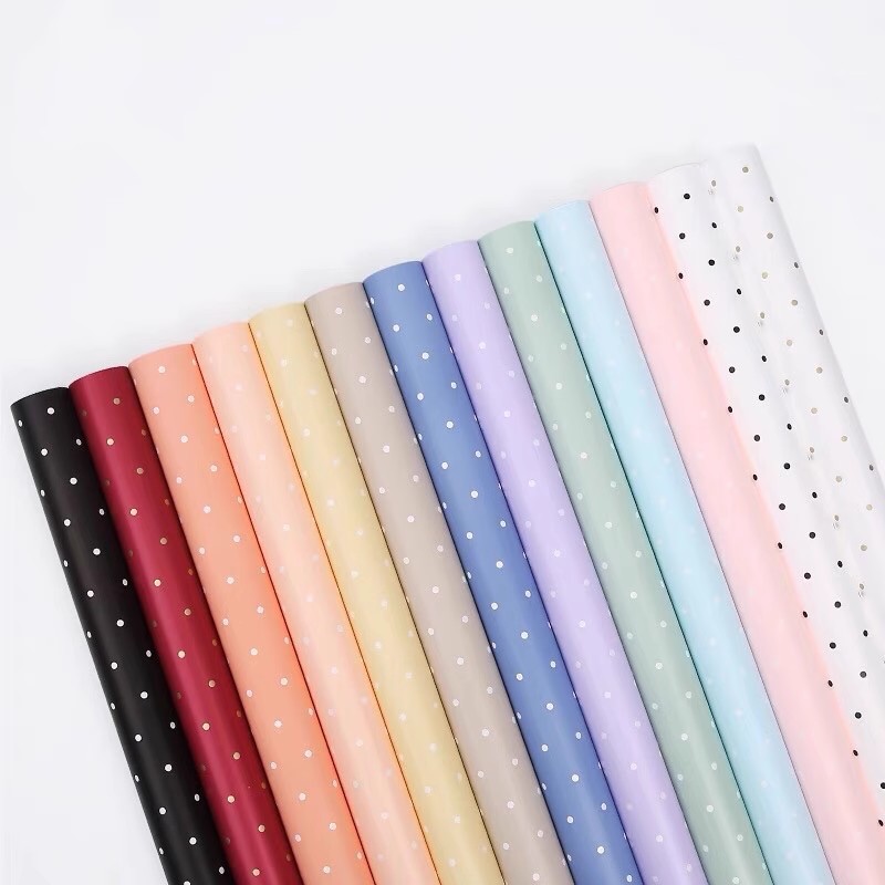 Papel de embrulho de flores de algodão com pontos monocromáticos MYHC-37