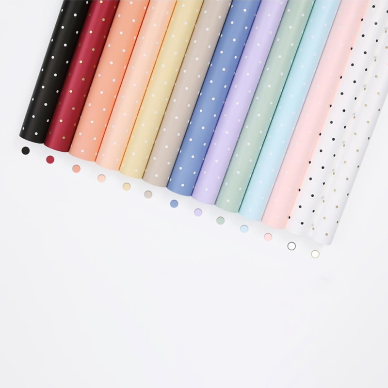 Papel de embrulho de flores de algodão com pontos monocromáticos MYHC-37